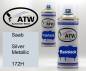 Preview: Saab, Silver Metallic, 172H: 400ml Sprühdose + 400ml Klarlack - Set, von ATW Autoteile West.